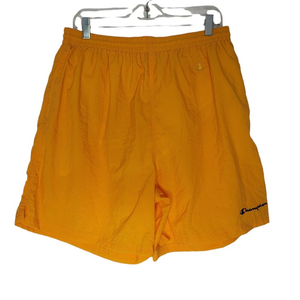 Vintage Champion Swim Trunks Shorts Mens XL Yellow Spellout‎ 90s Mesh Liner